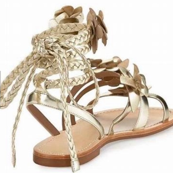 Authentic Gold Tory Burch Wrap Gladiator Sandals - Picture 5 of 6